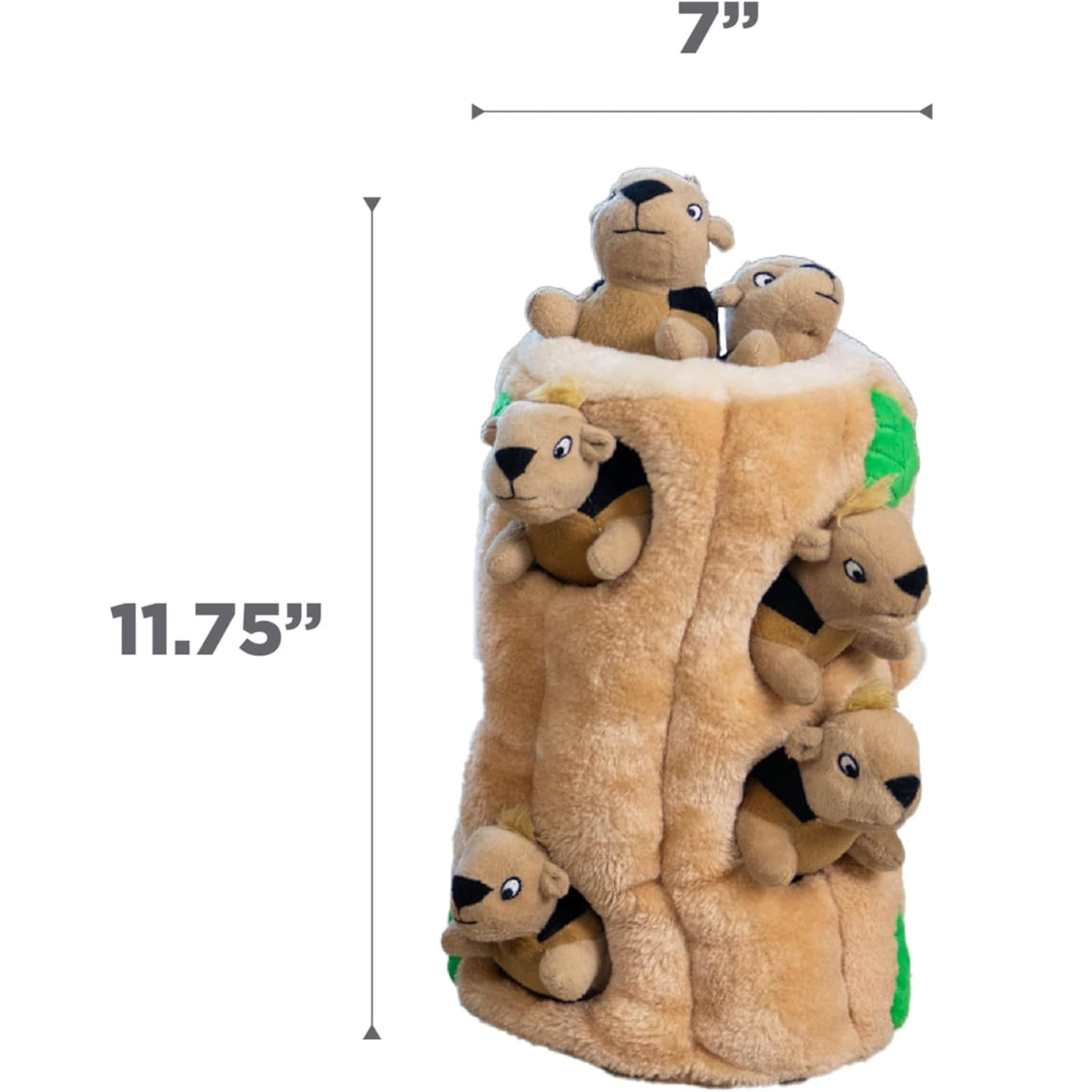 Squirrel Hide and Seek Dog Toy Plush Puzzle with 6 Squeakers – image 2