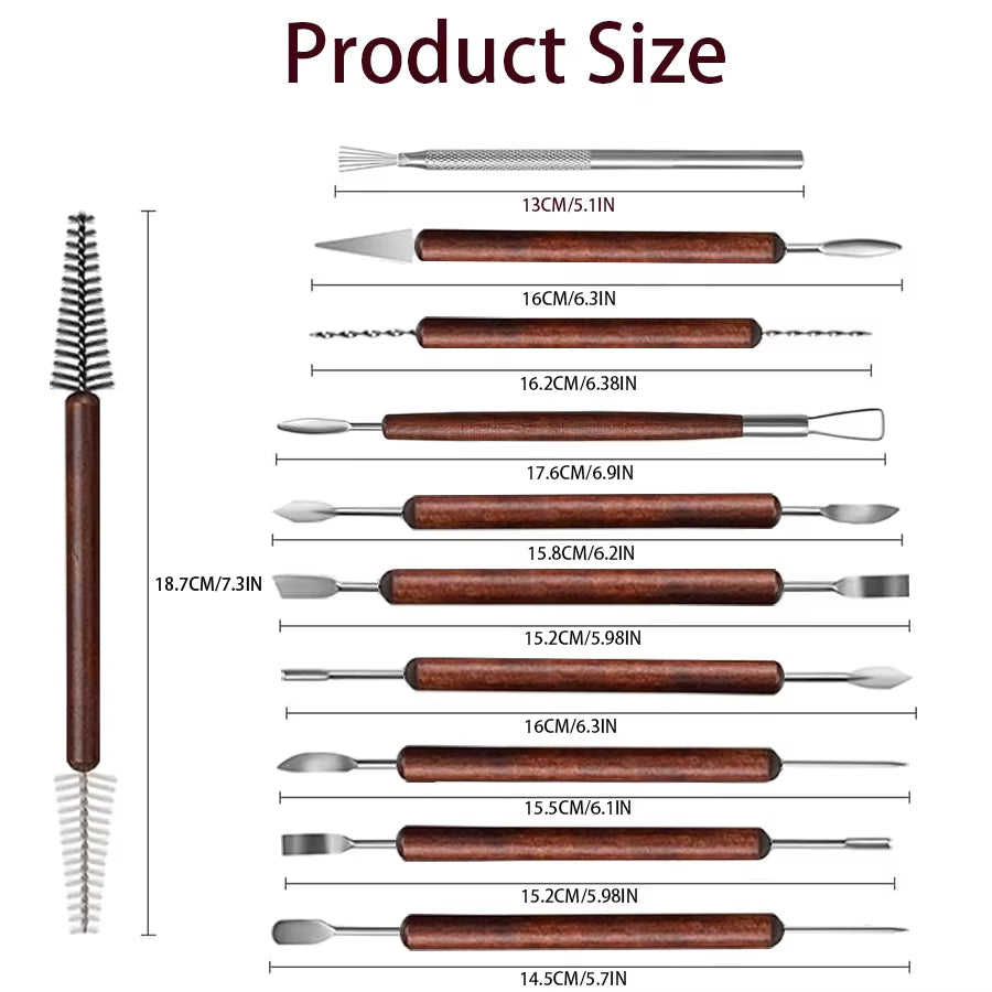 Pottery Clay Sculpting Tool Set, 25 Pc Double-Sided Wood – image 4