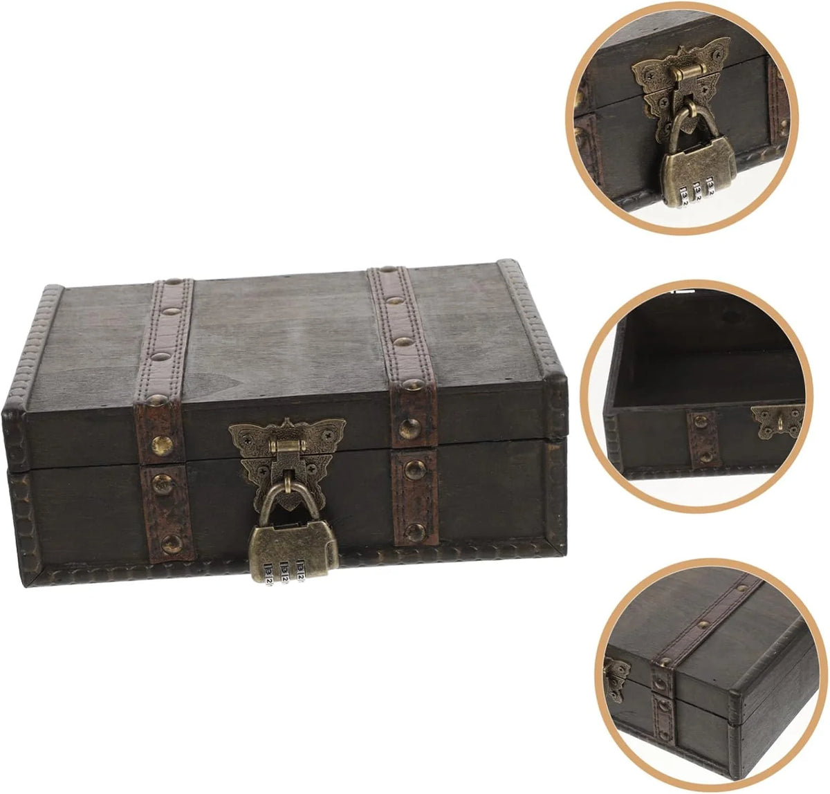Wooden Jewelry Box with Lock, Decorative Keepsake Storage Chest – image 2
