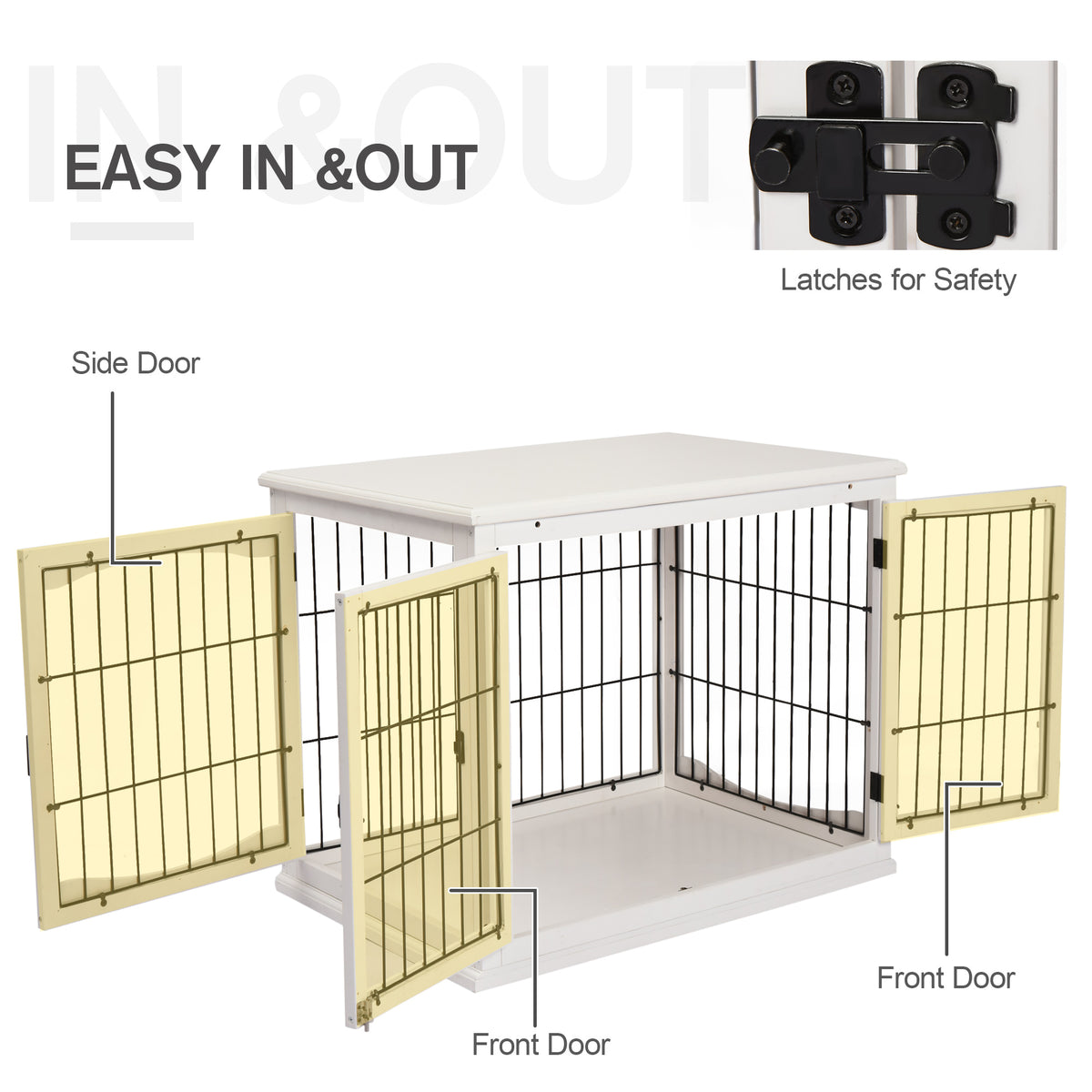 Dog Crate Furniture End Table, 32 in with 2 Lockable Doors, White – image 6