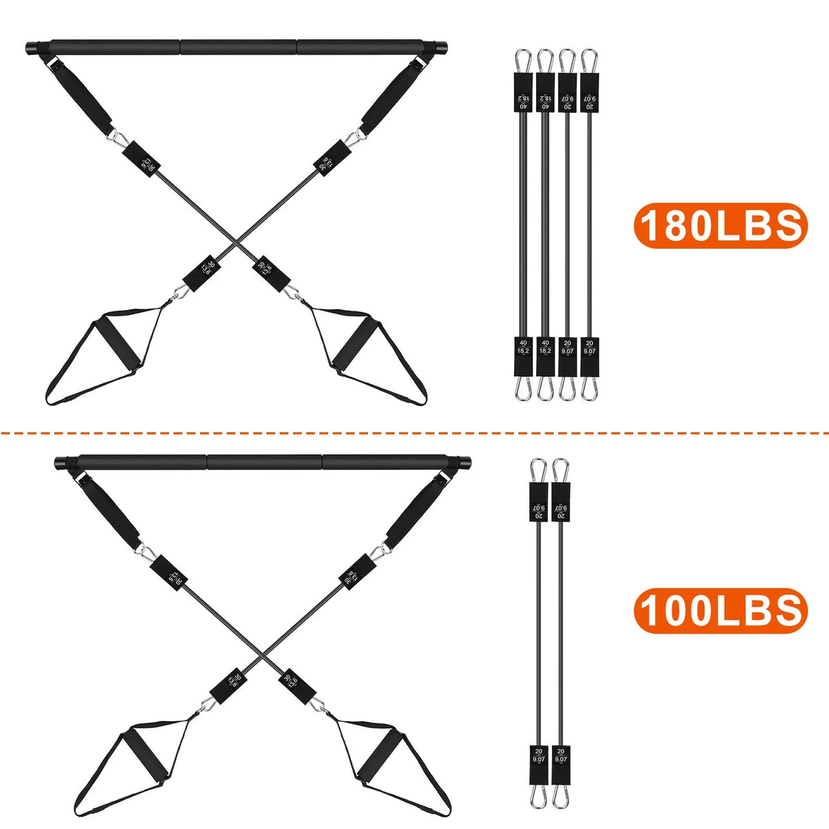 Pilates Bar Kit with Resistance Bands Full Body Toning Bar