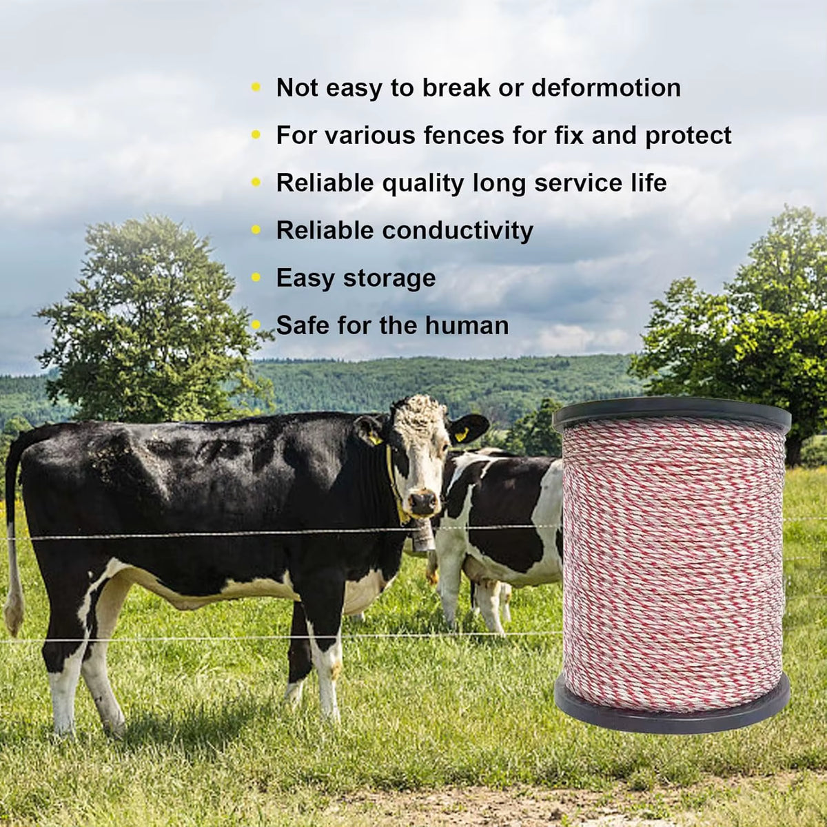 Ranch Electric Fence Polywire, 656 ft Stainless 6-Strand Roll – image 7