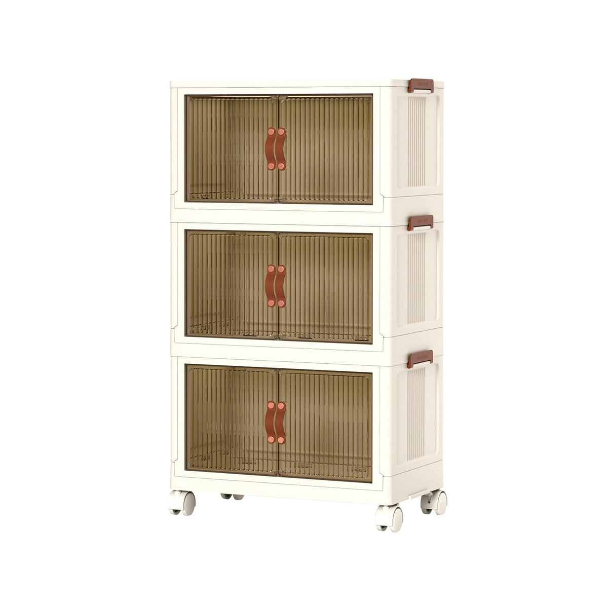 Storage Bins, Foldable 3-Pack with Lid, Wheels and Magnetic Doors