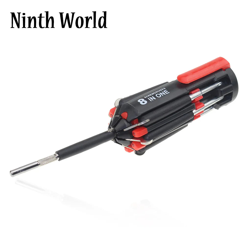 8-In-1 Folding Screwdriver with LED Light - Pocket Multi-Bit Repair Tool