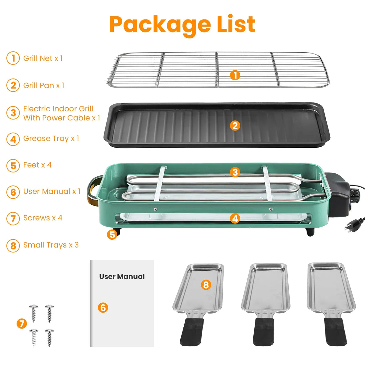 1500W 2-in-1 Electric Indoor Grill with 3 Raclette Trays – image 13
