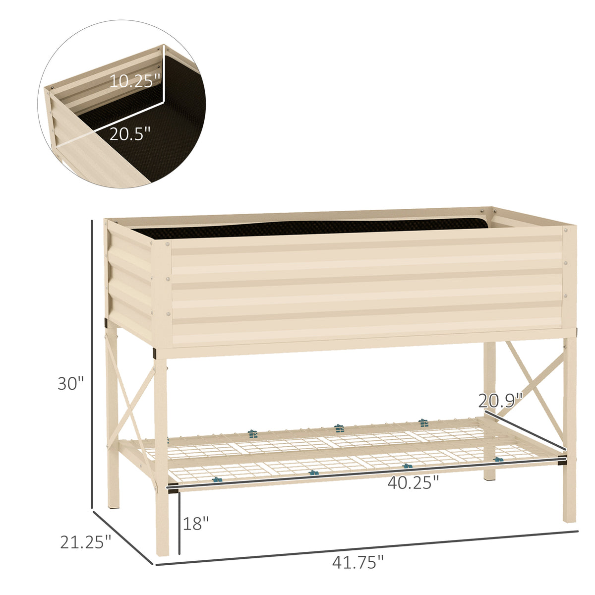 Planter Box, Elevated Galvanized Steel with Shelf and Liner – image 3