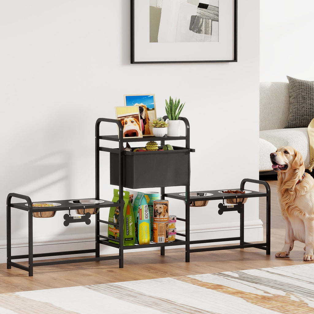 Multi-Dog Feeding Station with 4 Bowls, 3 Heights & Toy Bin – image 2