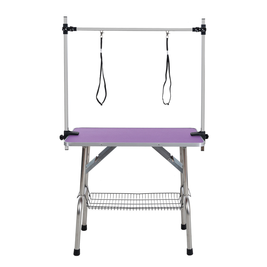 46 Inch Folding Dog Grooming Table with Arm, Noose and Basket – image 3