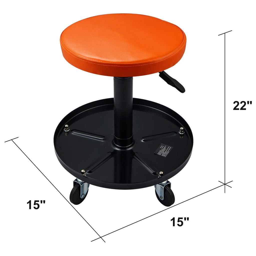 Rolling Mechanic Stool, Pneumatic Height-Adjustable Seat with Tray – image 8