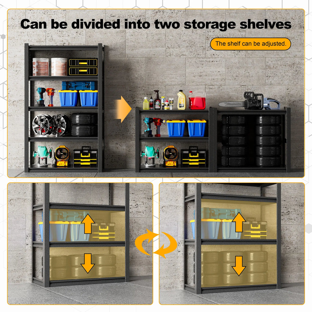 5-Tier Heavy Duty Garage Shelving Unit 72 x 48 x 24 in, 3000 lb with Pegboard – image 7