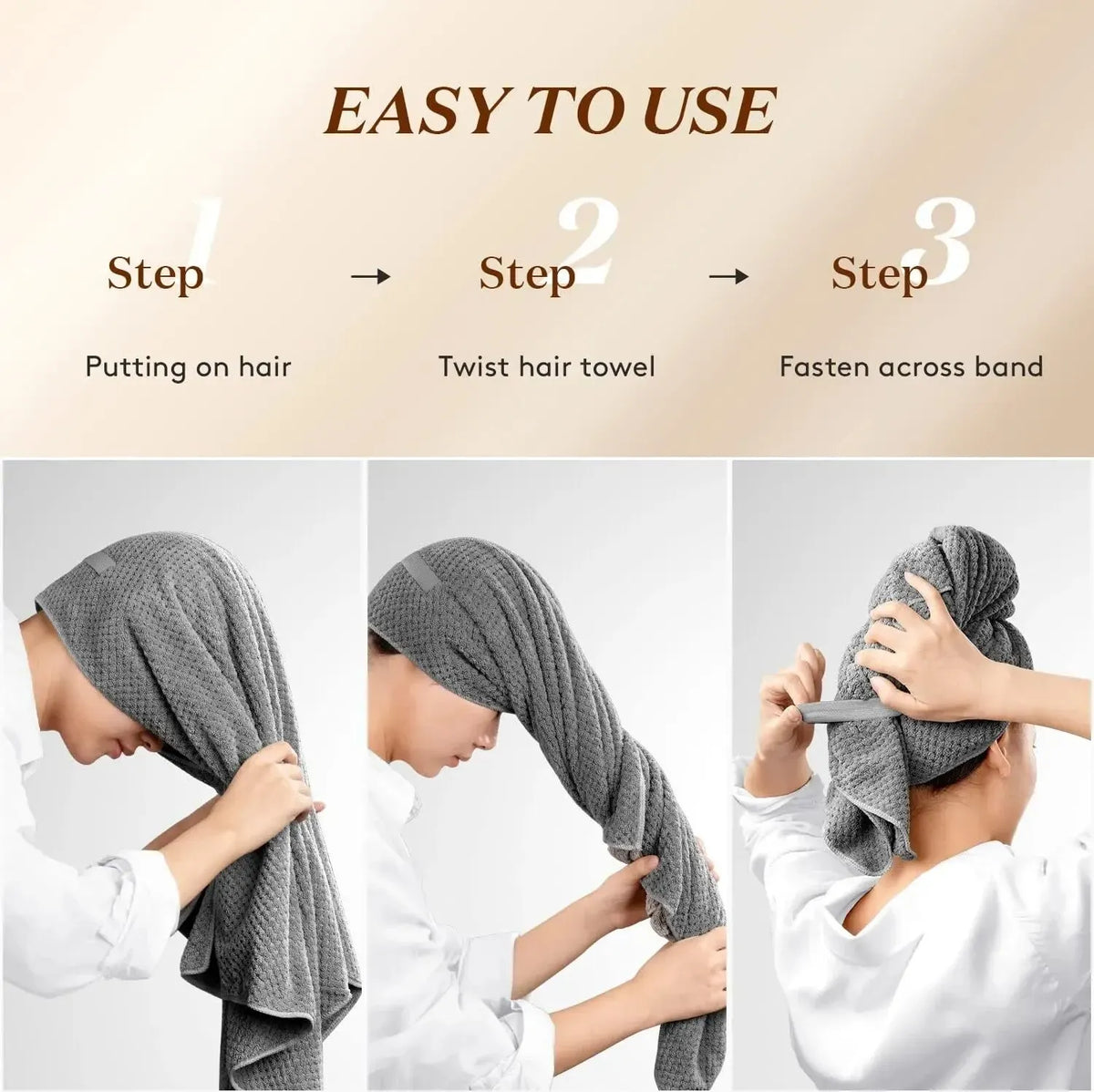 Microfiber Hair Towel Wrap Extra Large with Elastic Band – image 5