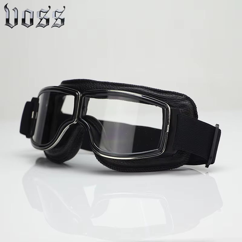 Vintage Motorcycle Goggles, Retro Leather Riding Goggles for Open-Face Helmets – image 4