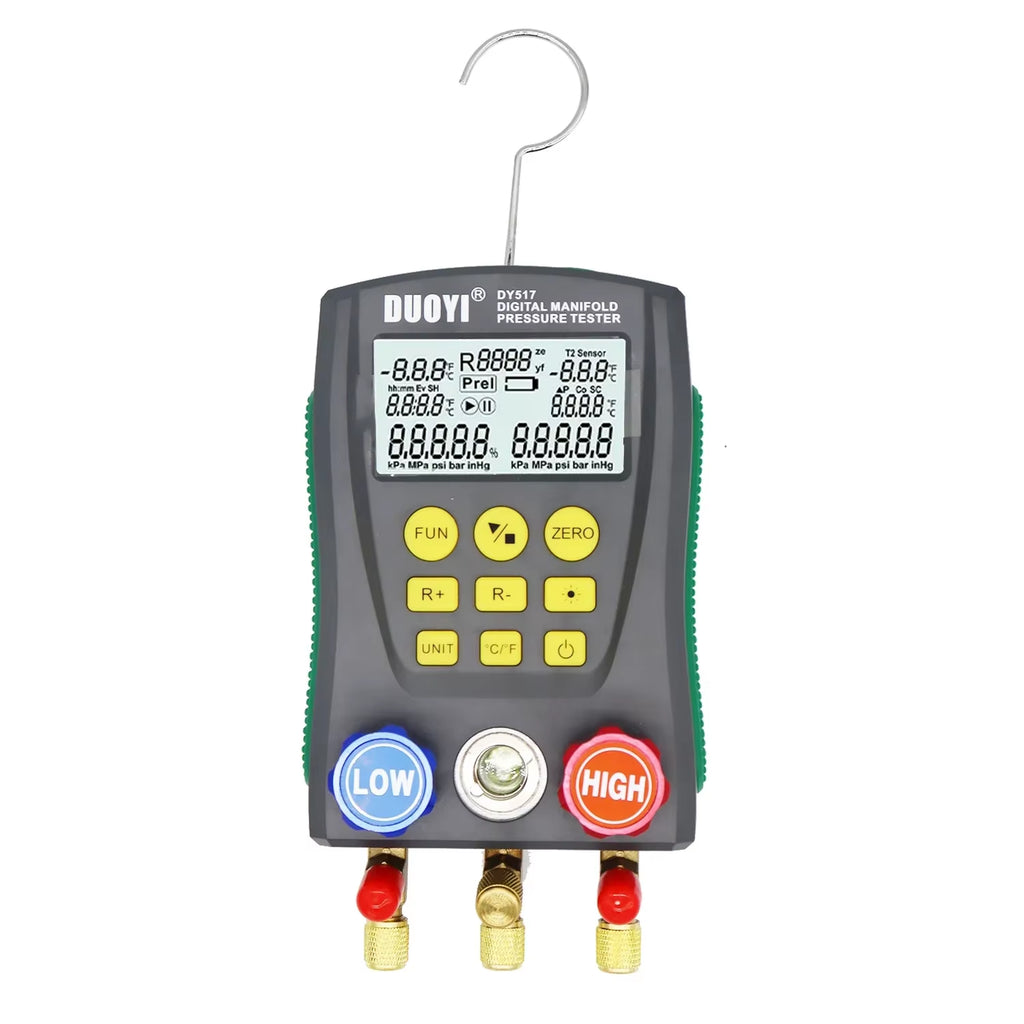 HVAC Digital Manifold Gauge, Dual Pressure & Temp, 93 Refrigerants