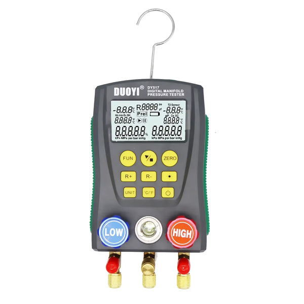 HVAC Digital Manifold Gauge, Dual Pressure & Temp, 93 Refrigerants