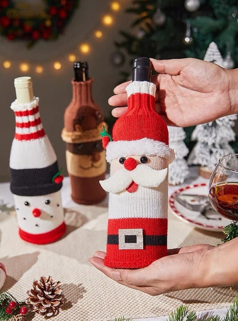 Knitted Christmas Wine Bottle Covers – Set of 3 – image 4