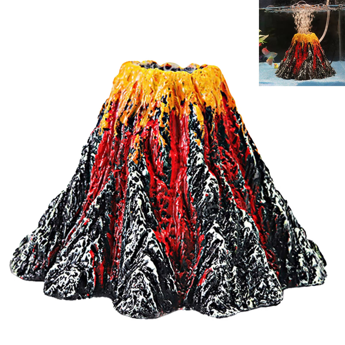 Resin Volcano Aquarium Ornament with Hiding Cave, Fish Tank Decor – image 4