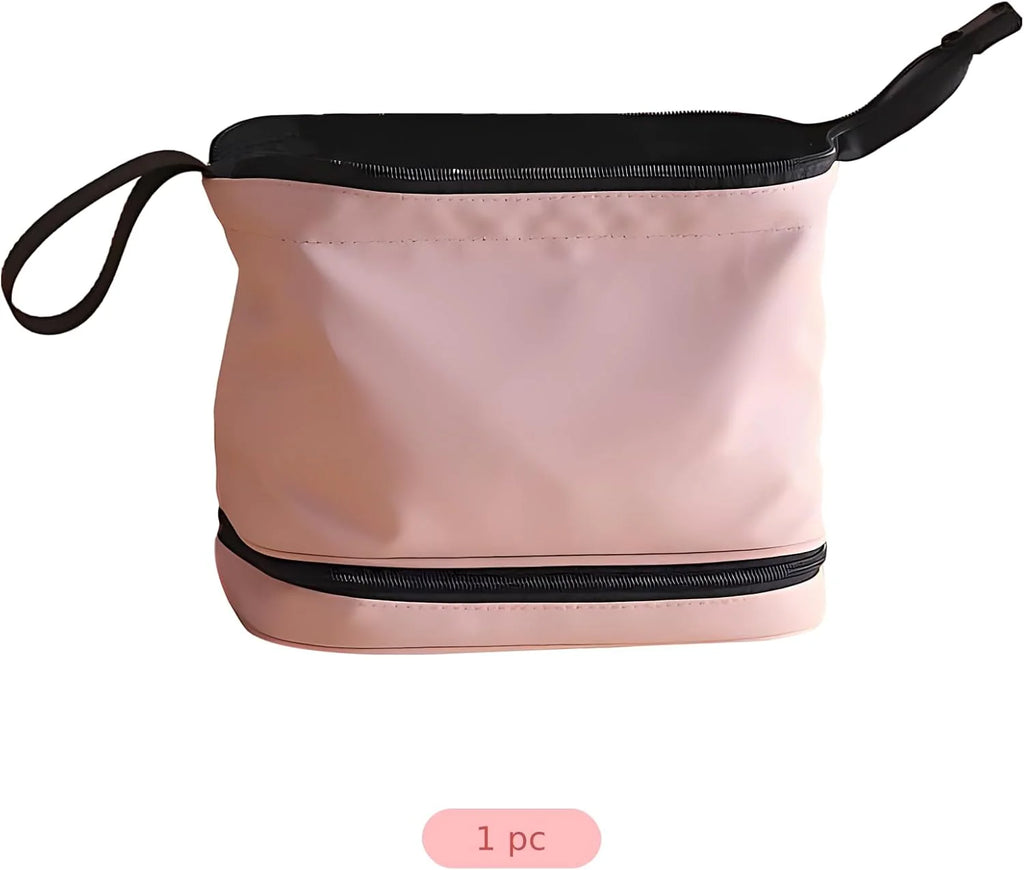 Double Layer Makeup Bag – Large Cosmetic Bag with Brush Slots – image 4