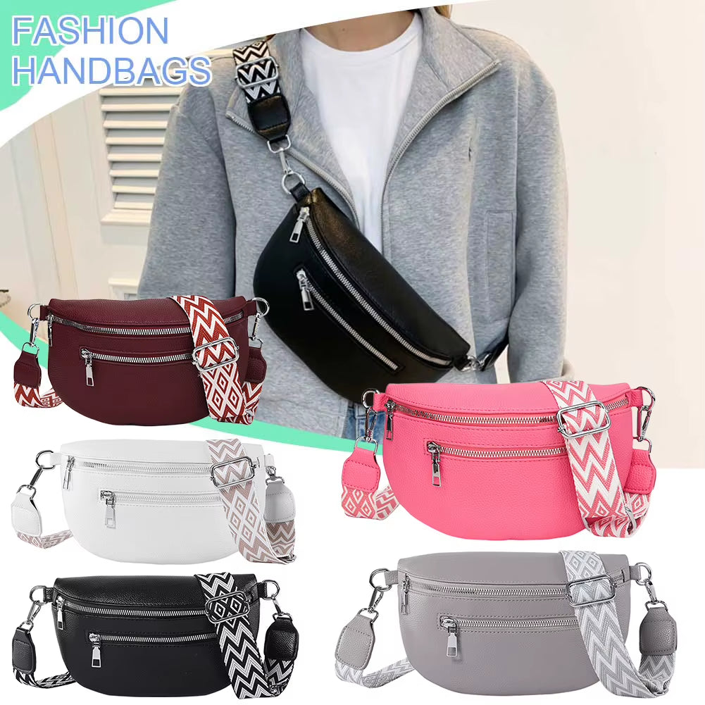 Crossbody Sling Bag Half-Moon PU Leather Chest Bag – image 2