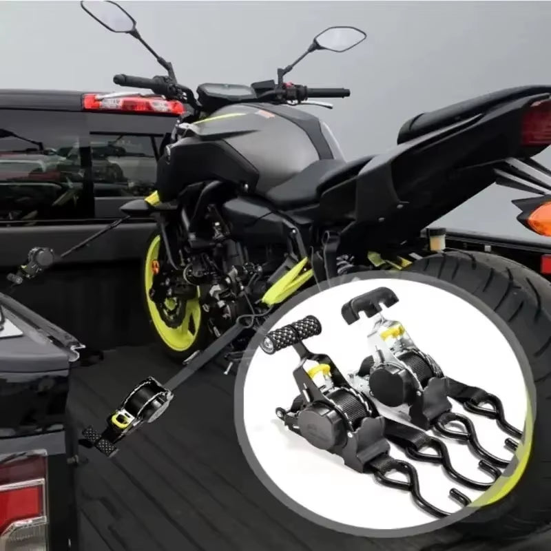 Retractable Ratchet Tie Down Straps for Cargo, Motorcycle, and Car – image 4