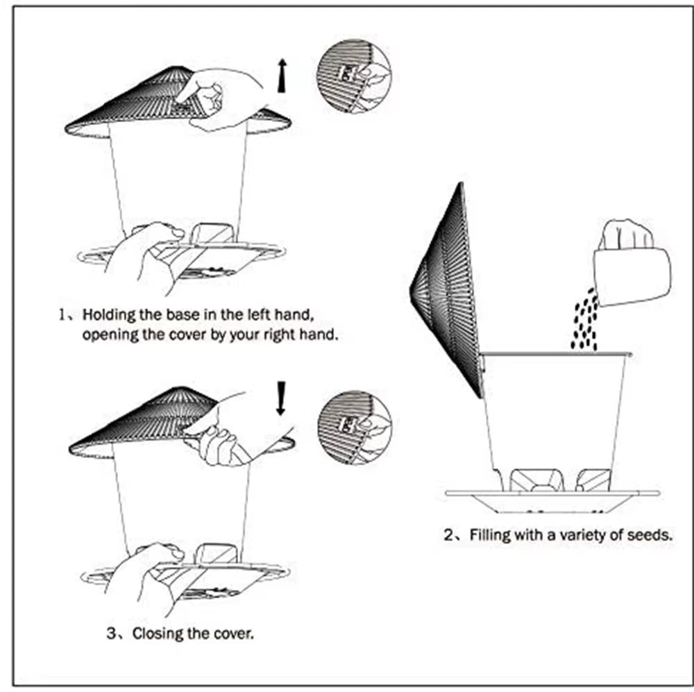 Hanging Bird Feeder - Covered Round Wild Bird Seed Station – image 3