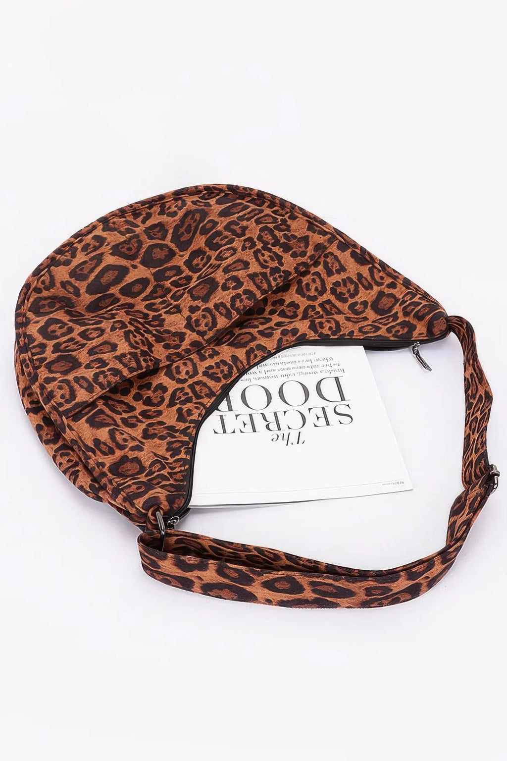 Leopard Crossbody Bag – Faux Suede Shoulder Bag with Double Pockets – image 4