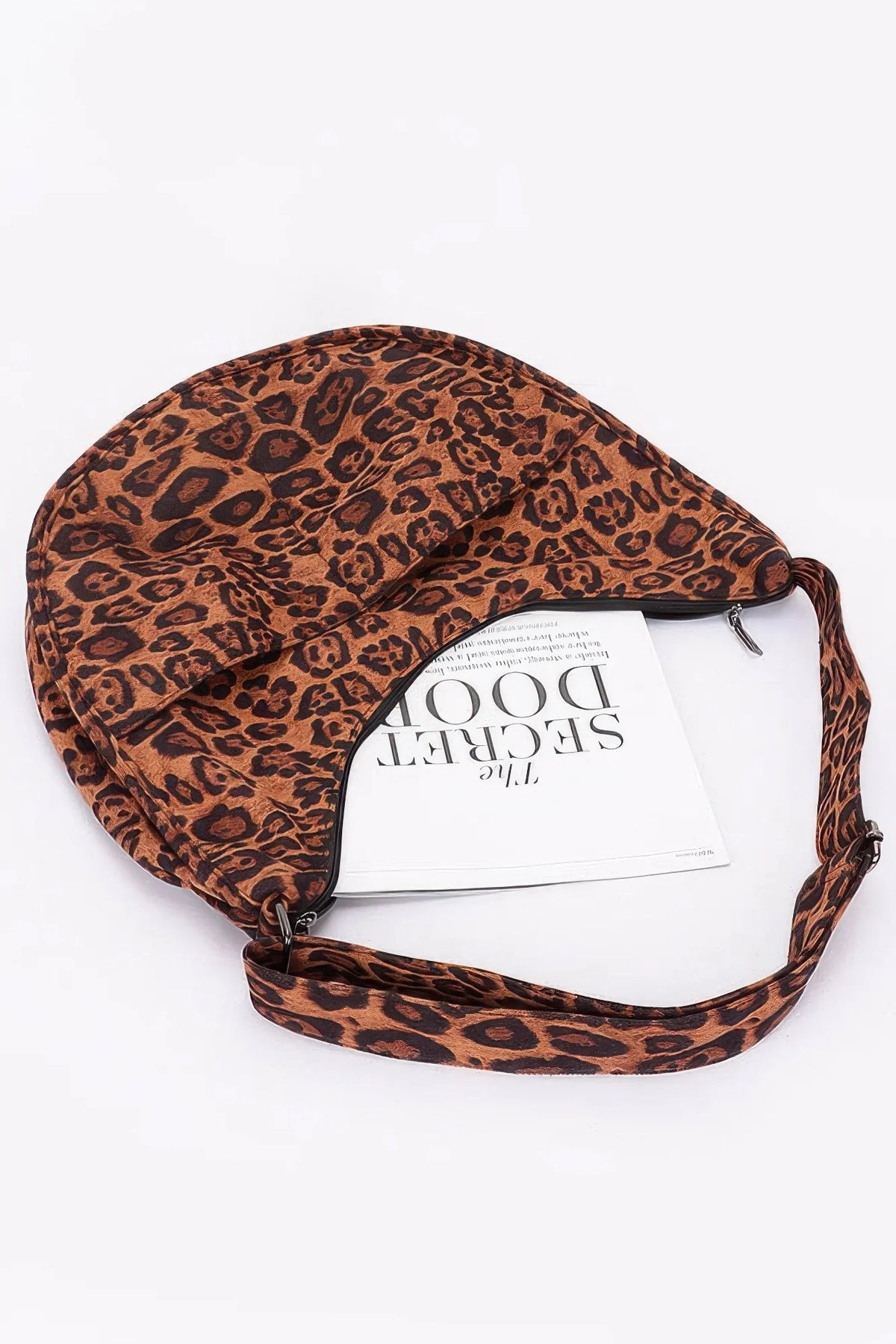 Leopard Crossbody Bag – Faux Suede Shoulder Bag with Double Pockets – image 4