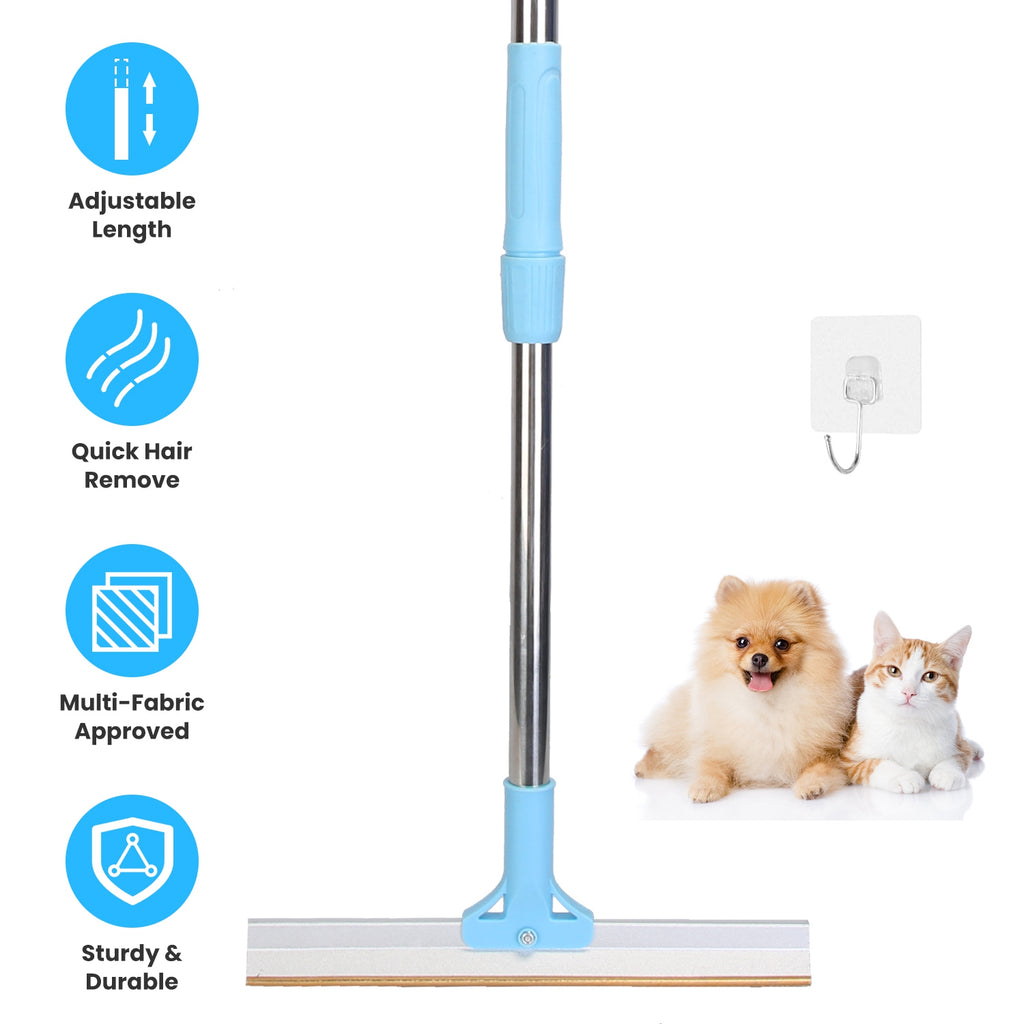 Pet Hair Removal Carpet Rake with Telescopic Handle 43-54 In