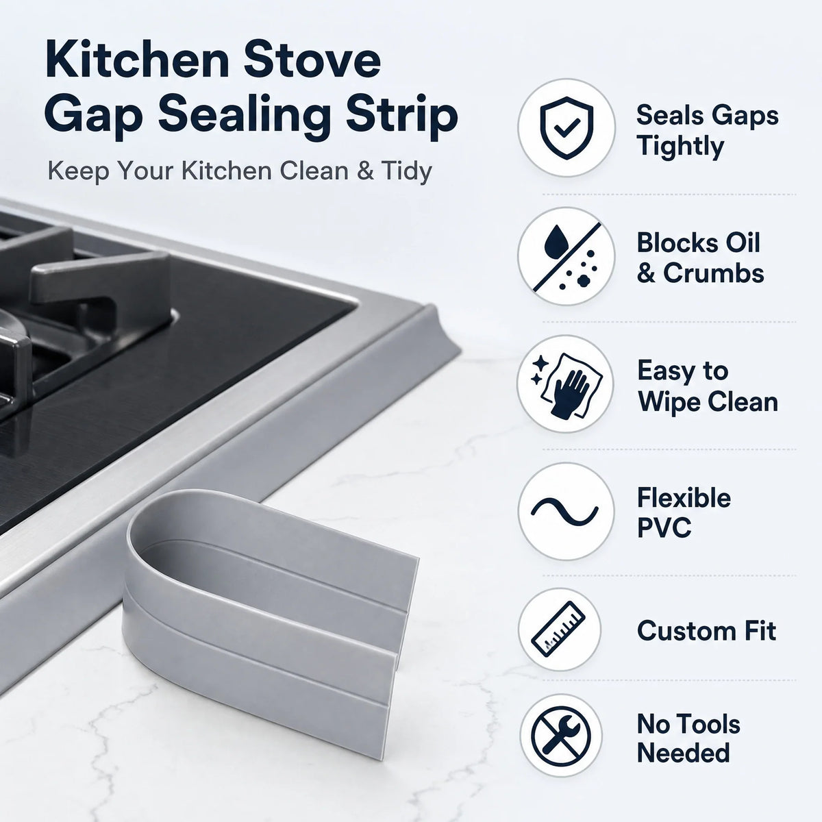 Stove Gap Cover Strip 2-Pack - Self-Adhesive T-Shaped Counter Seal – image 10
