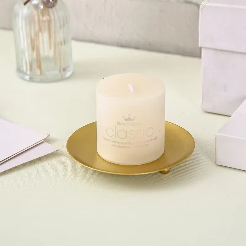 Candle Holder Dish - Round Iron Tray, Gold or Black – image 5