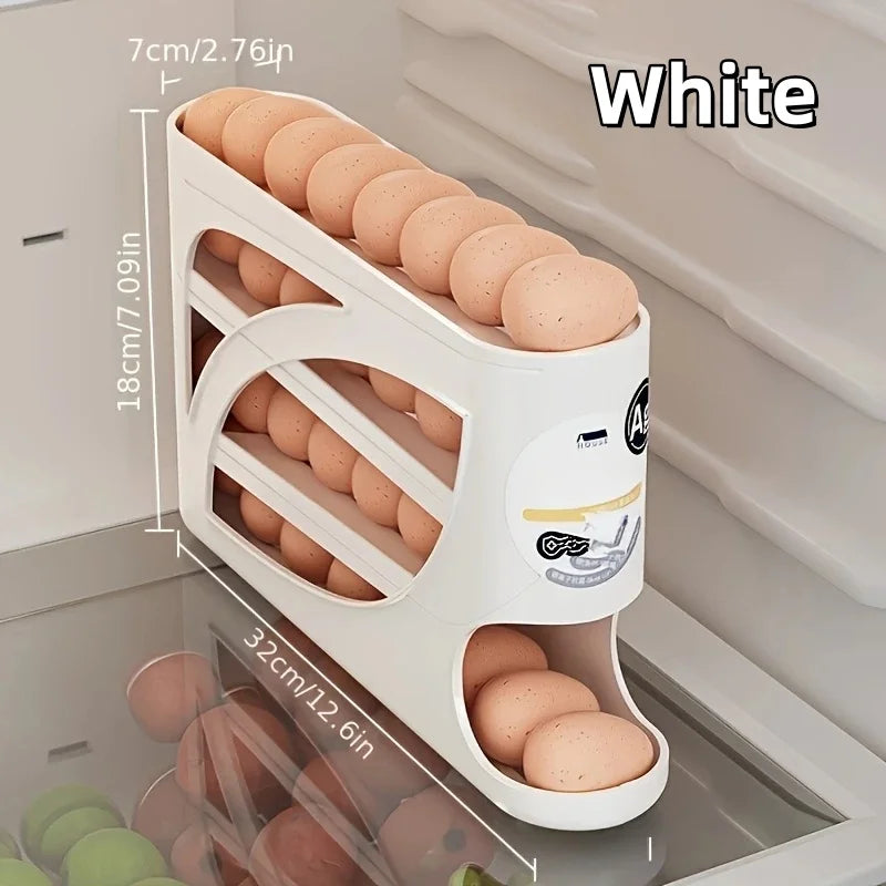 3-Tier Rolling Egg Holder for Fridge - Space-Saving Egg Organizer