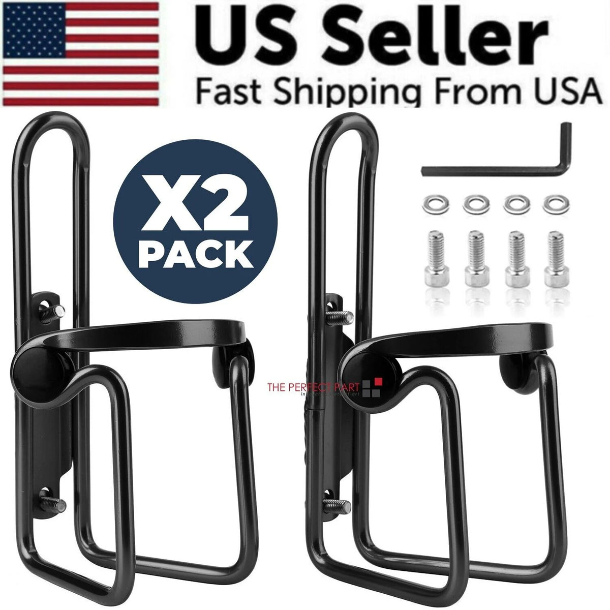 Bike Water Bottle Cage 2-Pack, Lightweight Aluminum Alloy