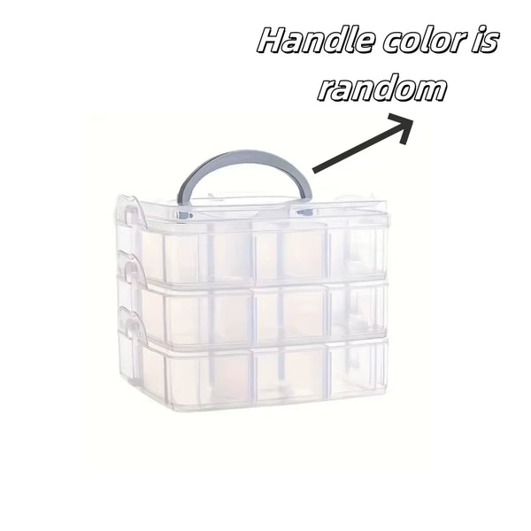 Compartment Organizer Box - 18 Grid Clear Stackable with Handle