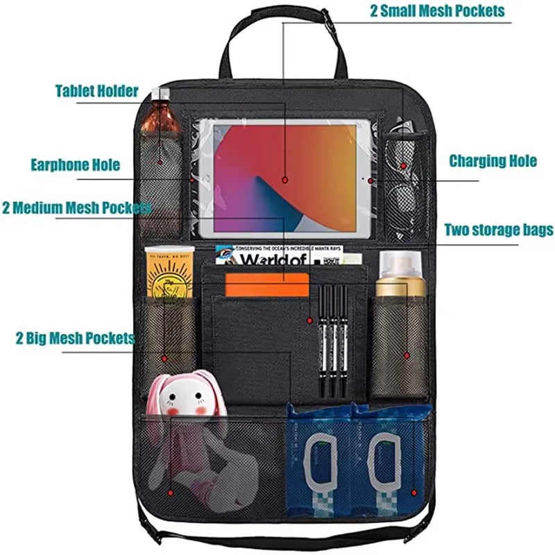 Backseat Organizer with Tablet Holder - Multi-Pocket Kick Mat – image 5