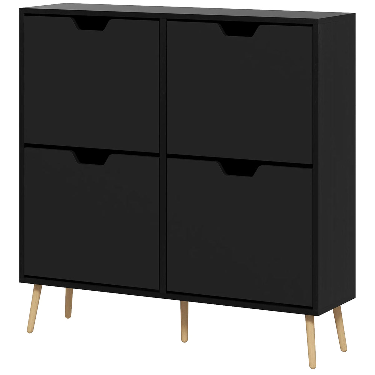 Shoe Cabinet with 4 Flip Drawers and Adjustable Shelf, Black – image 2