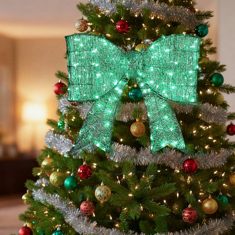 Pre-Lit Giant Christmas Bow Outdoor Decoration with 124 LED Lights – image 4