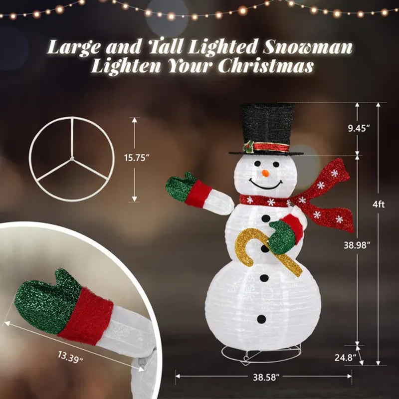 4 Ft Lighted Pop-Up Snowman Yard Decoration with 100 Leds