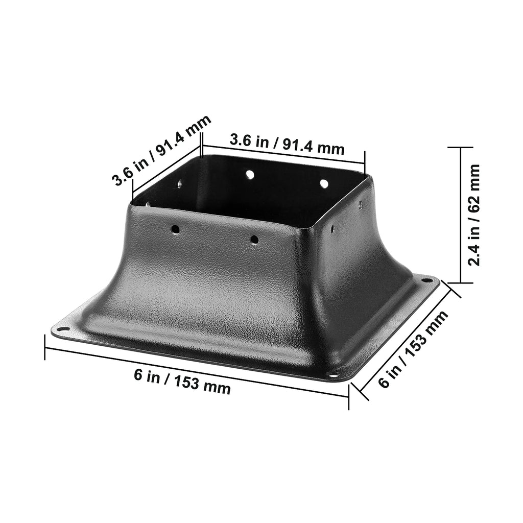 4x4 Post Base 4 Pack, Heavy Duty Powder-Coated Steel Post Brackets – image 8