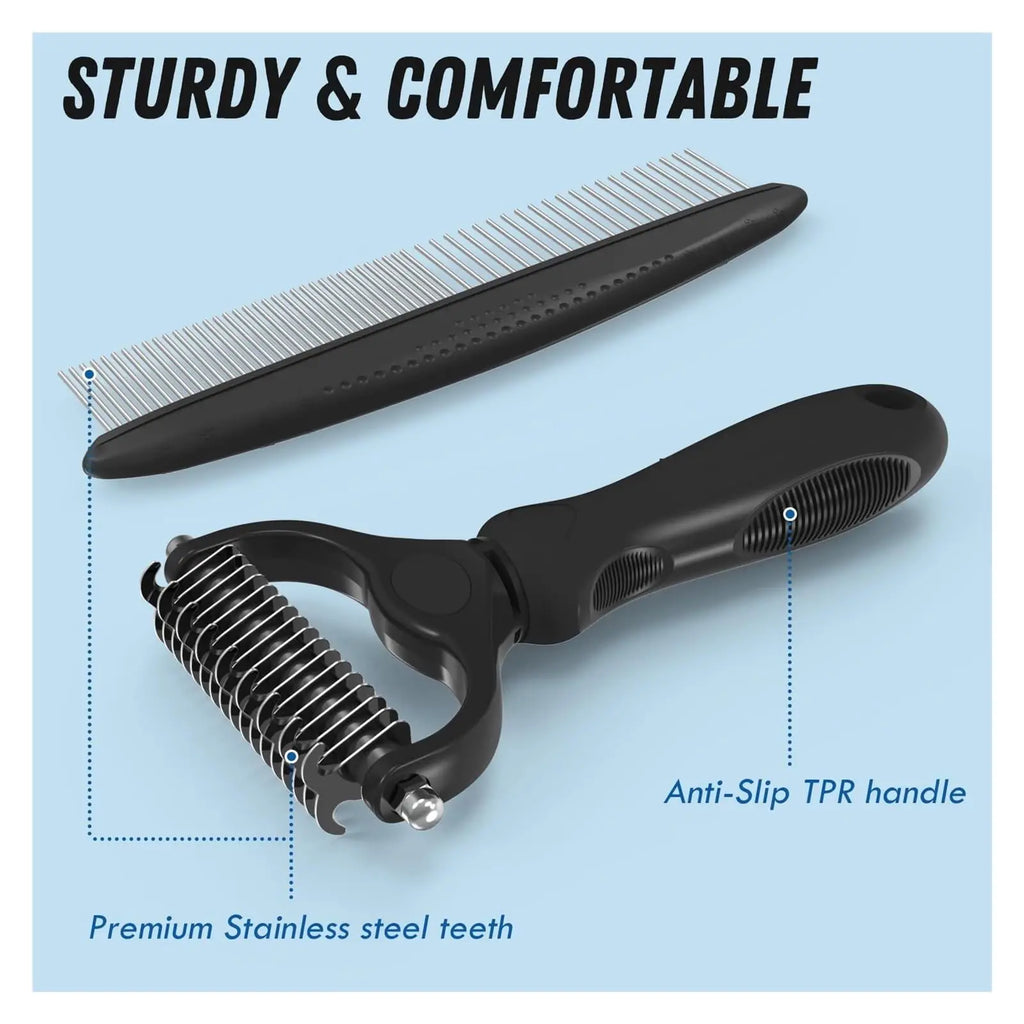 Undercoat Rake and Metal Comb Set - Dematting Grooming Kit for Pets – image 7