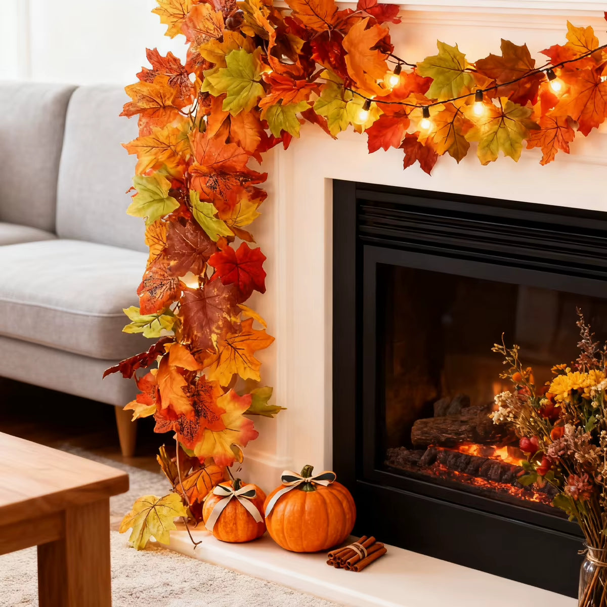 Fall Maple Leaf Garland 5.7ft - Artificial Autumn Vine, Thanksgiving – image 5