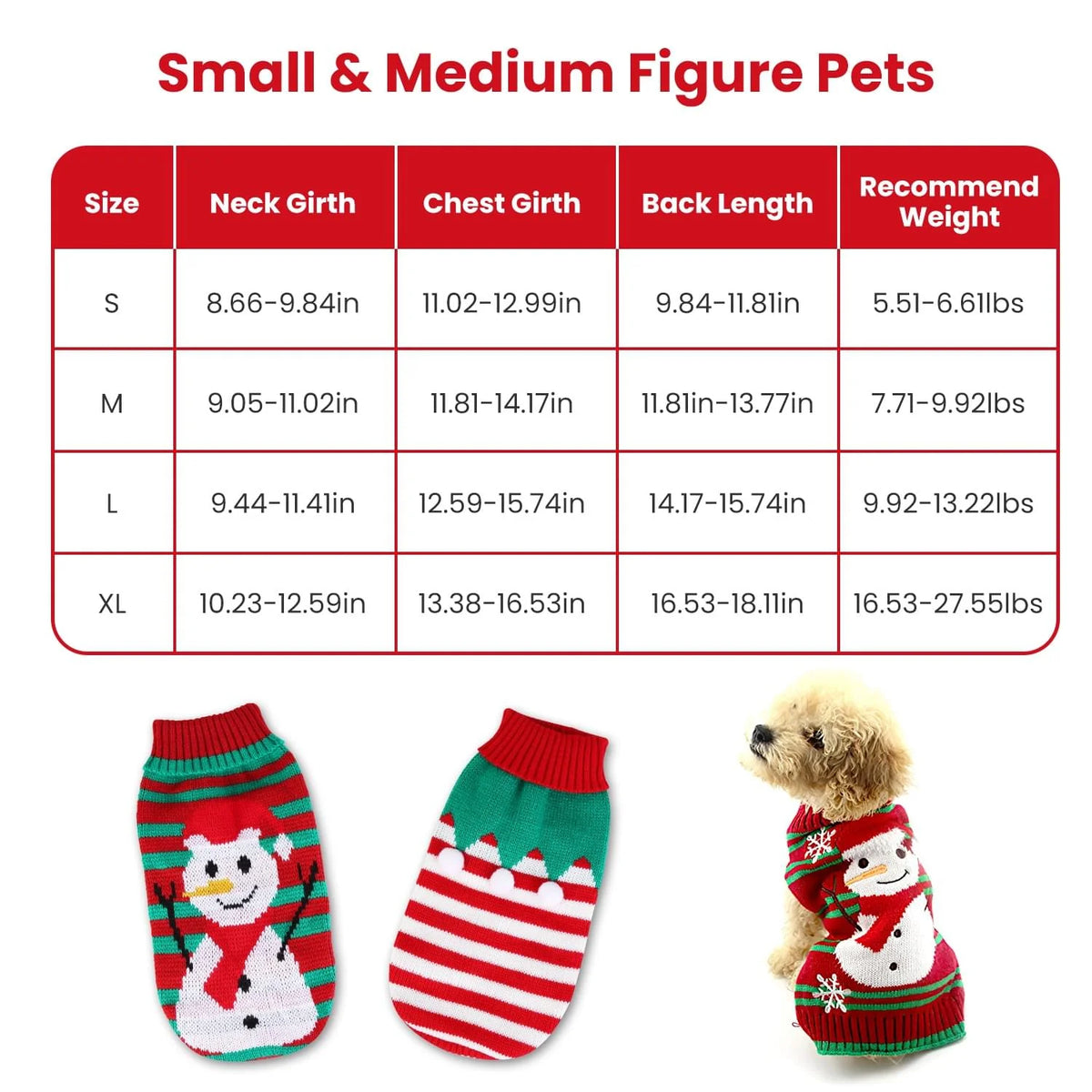 Dog Christmas Sweater Turtleneck Snowman Knit Pet Holiday Outfit – image 3