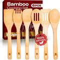 6-Piece Bamboo Cooking Utensil Set, Wooden Spoons and Spatulas