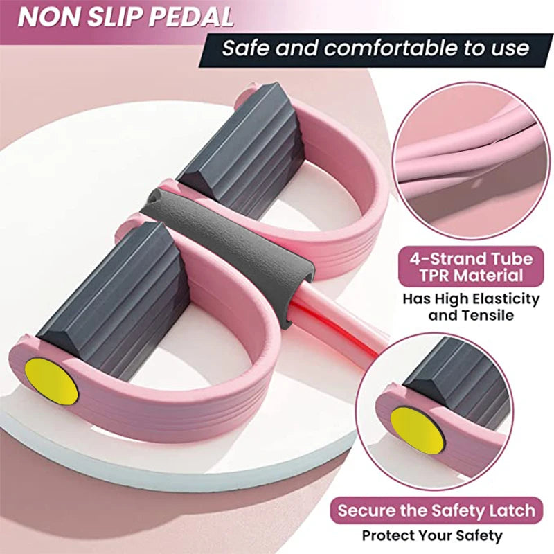 Pedal Resistance Band - 4-Tube Sit-Up Puller with Foam Handles – image 6