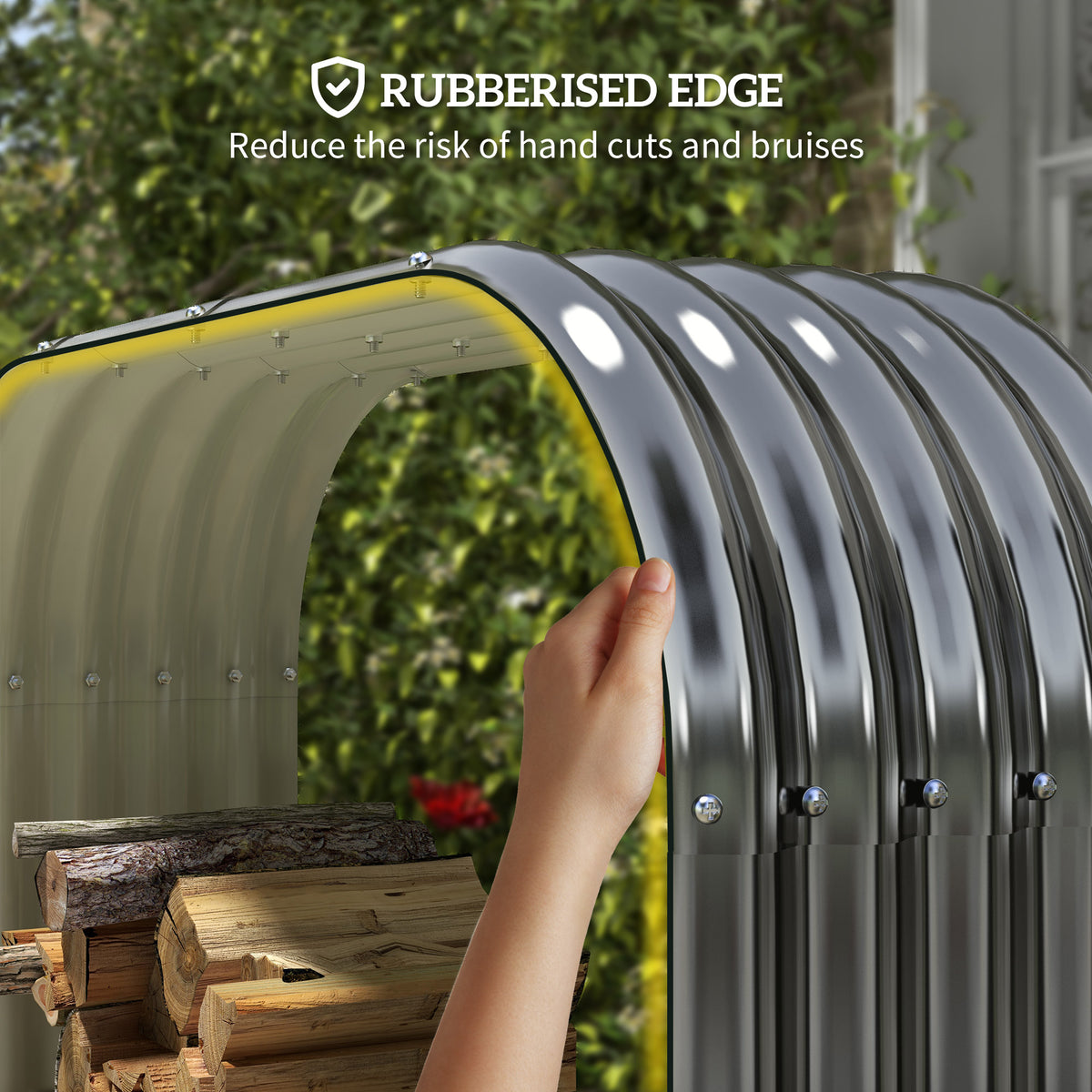 Galvanized Steel Firewood Shed with Roof, 57 in Outdoor Log Storage – image 6