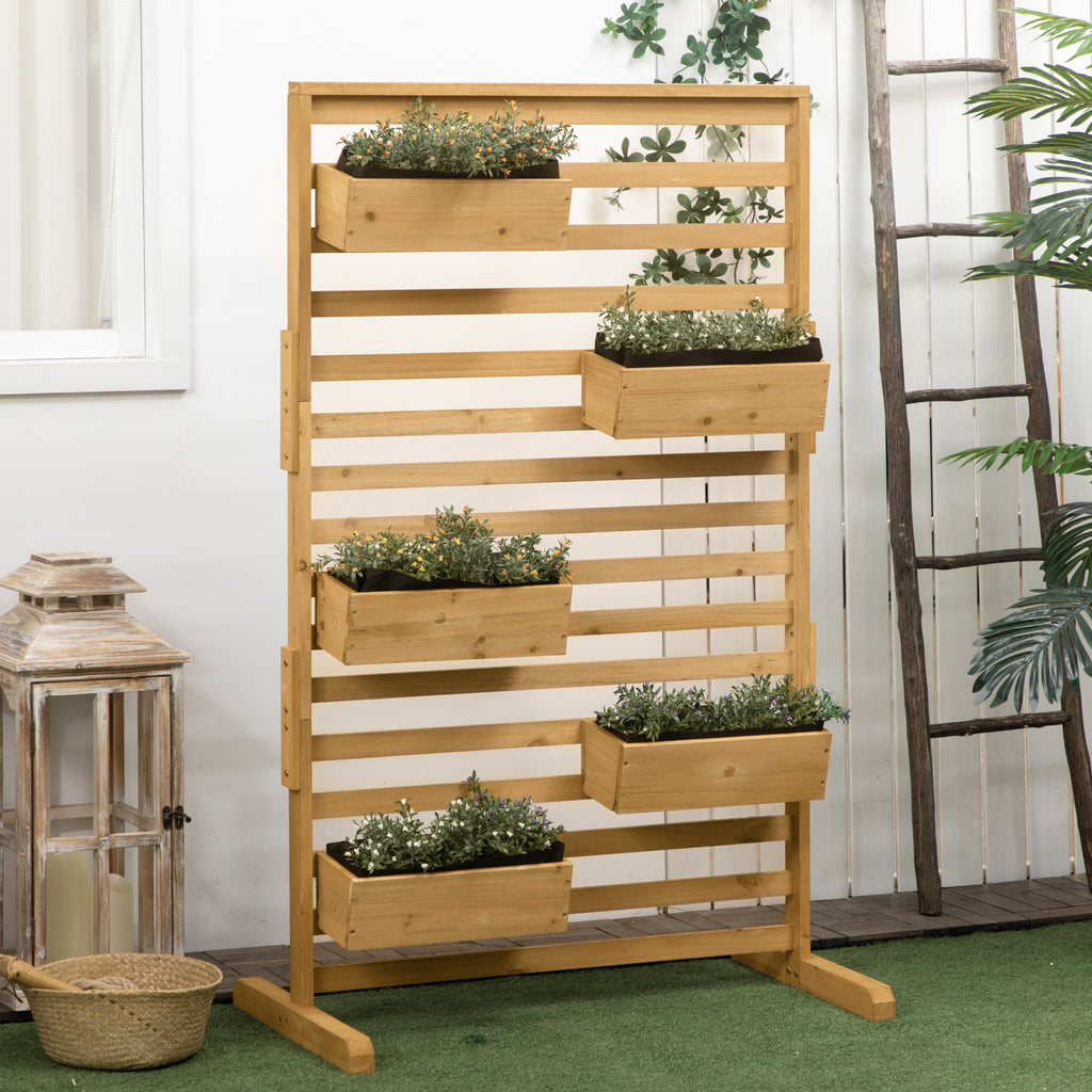 Wooden Trellis Plant Stand with 5 Planter Boxes, Freestanding – image 2