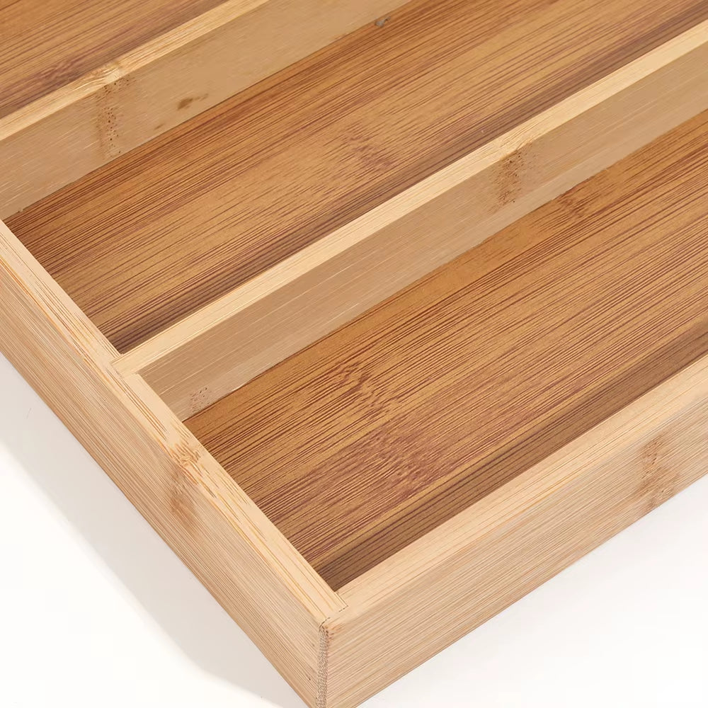 Bamboo Cutlery Tray - Kitchen Drawer Silverware Organizer 13x9.5in – image 5