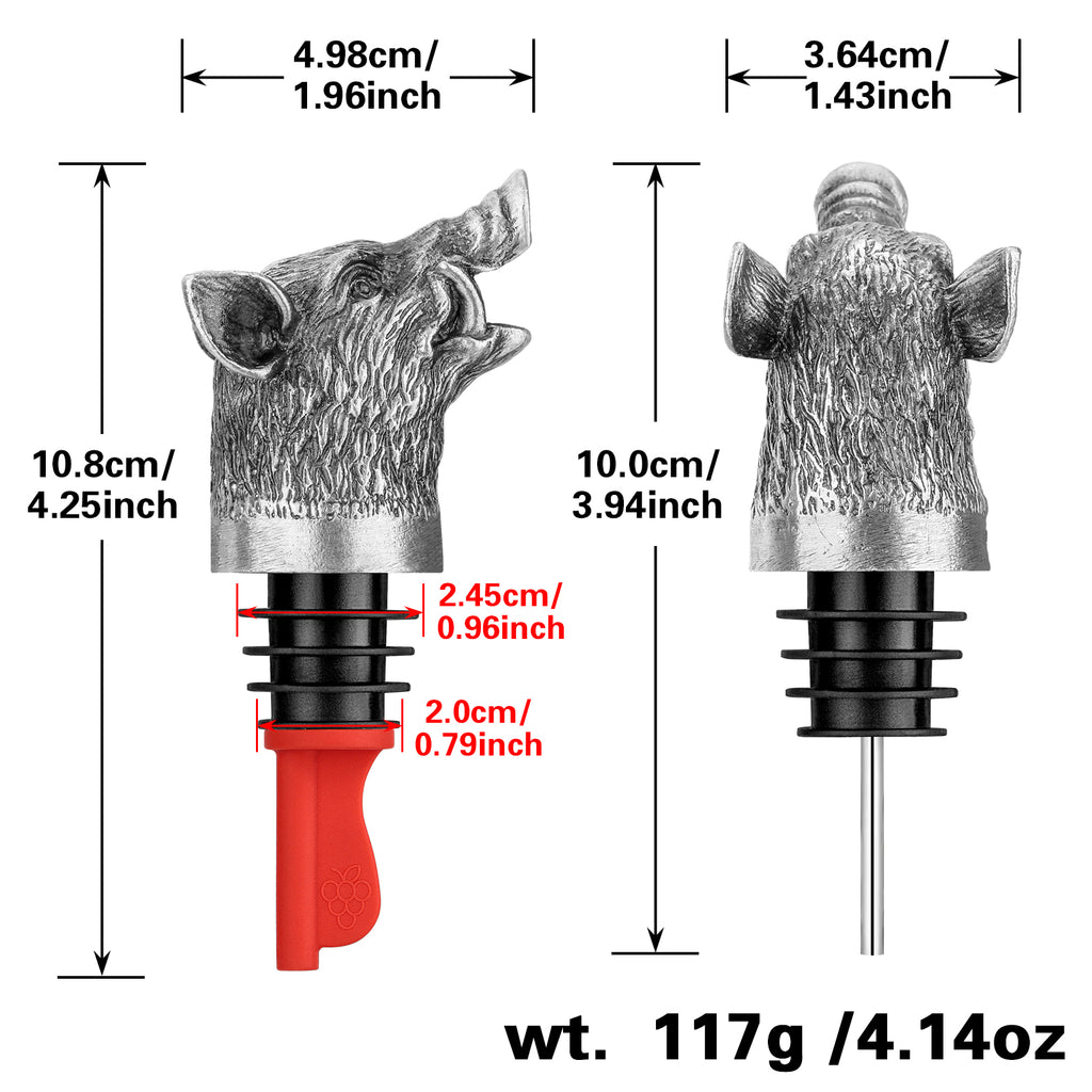 Boar Head Wine Pourer – Bottle Spout & Stopper – image 4