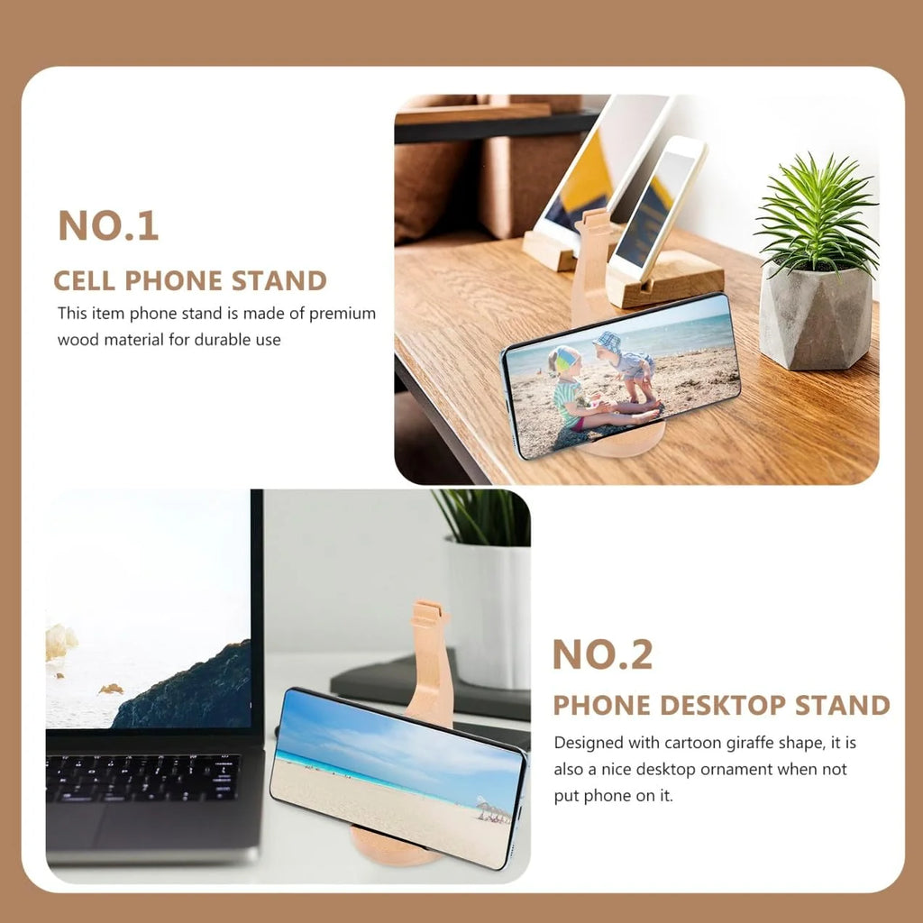 Wooden Phone Stand, Giraffe Design Desk Phone Holder – image 8