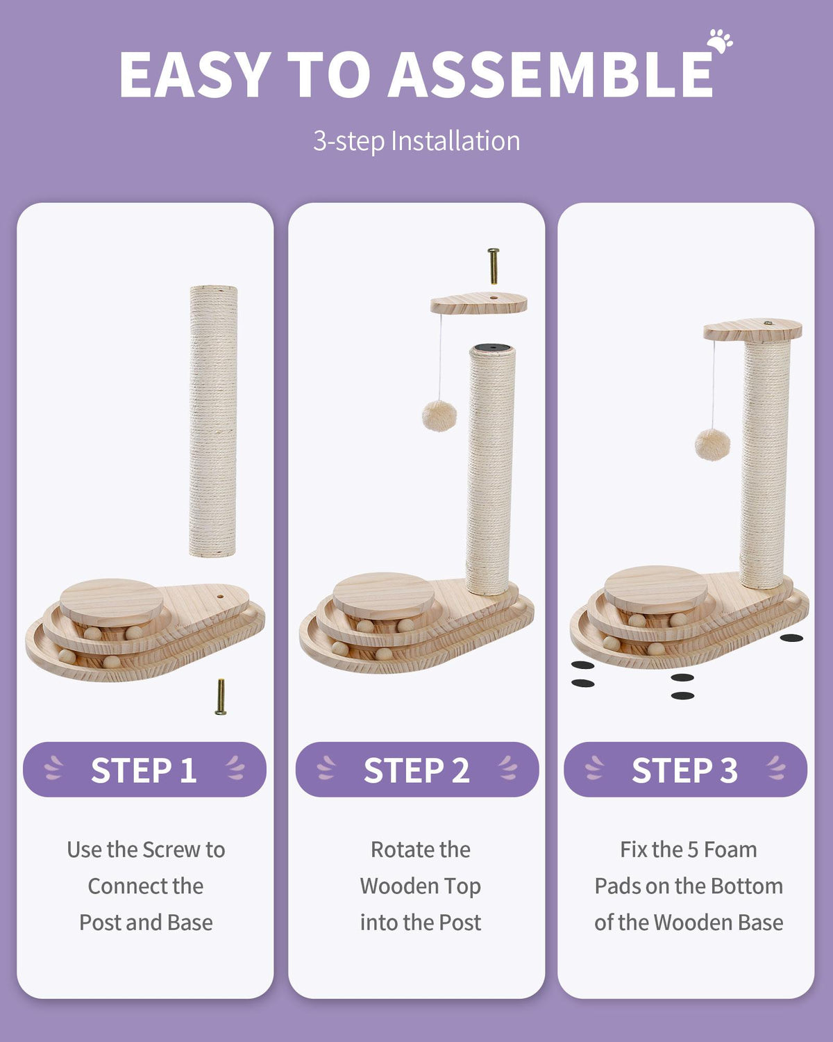 Cat Scratching Board with Ball Track Toy and Sisal Post – image 6