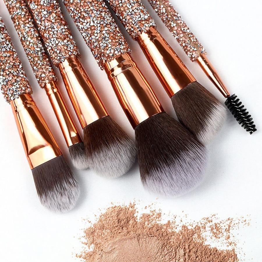 Makeup Brush Set 10 Piece, Crystal Handle Face & Eye Brushes – image 5