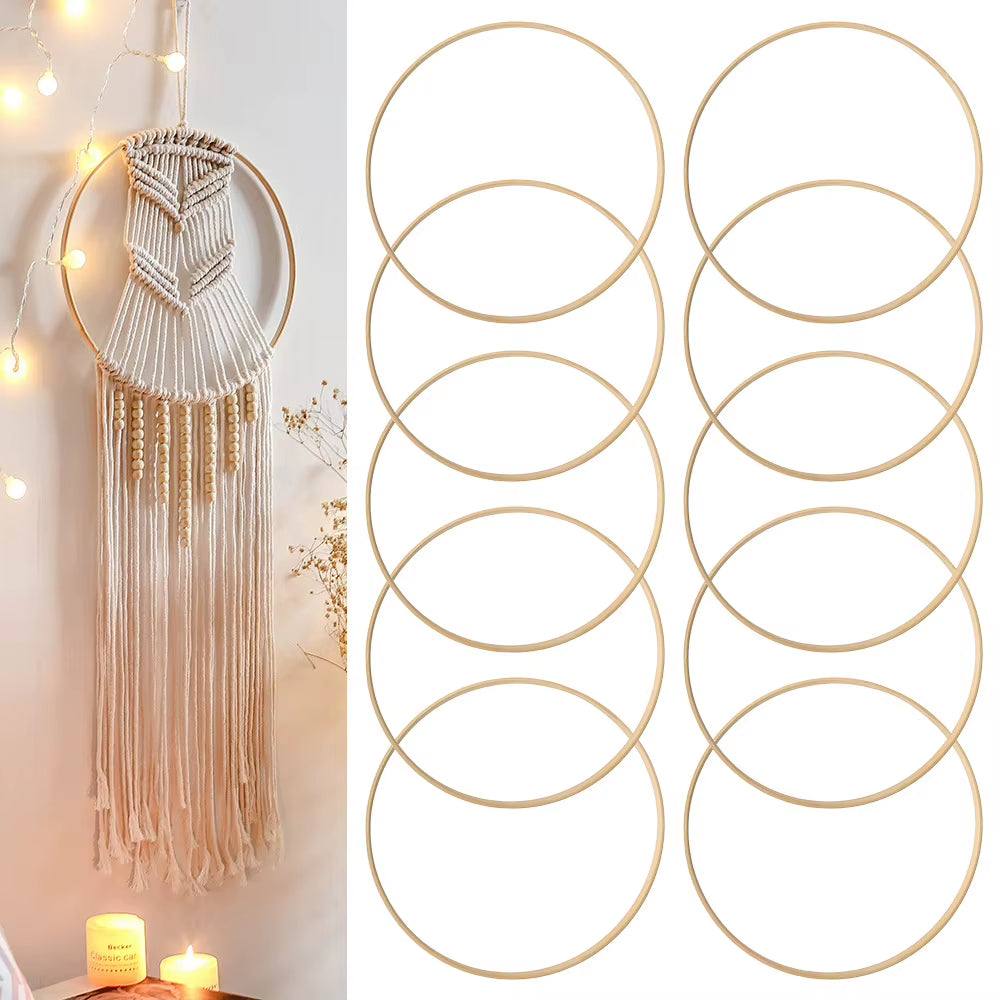 Bamboo Floral Hoop Rings, 10-Pack 26 cm Macrame & Wreath Hoops – image 2